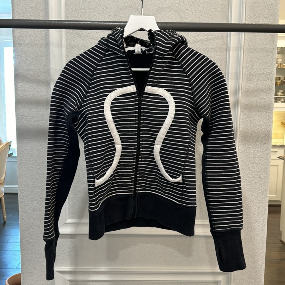 lululemon athletica Black & White Striped Full-Zip Hoodie